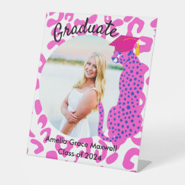 Abschluss Pink Leopard Foto Pedestal Zeichen Sockelschild