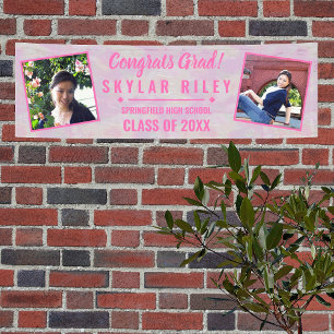 Abschluss Pink Opal 2 Foto Glückwunsch Grad Banner