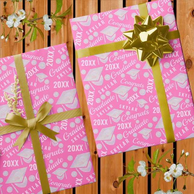 Abschluss Pink Opal Chic Polka Dot Graduate Geschenkpapier (Von Creator hochgeladen)