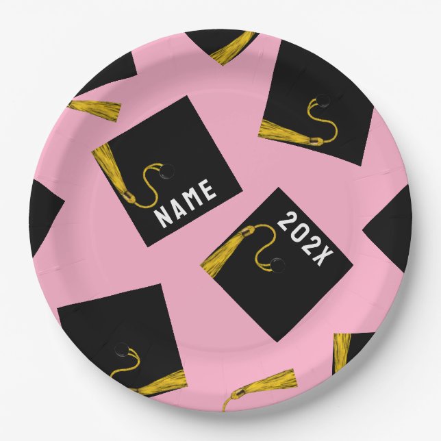 Abschluss Pink Party Paper Teller (Vorderseite)