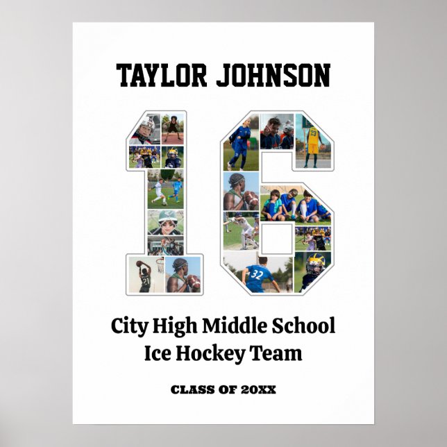 Abschluss-Player Nummer 16 FotoCollage Poster (Vorne)