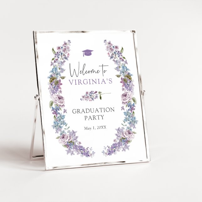Abschluss Poster (Purple Lilac Watercolor Floral Graduation Poster by Painted Paperie
)