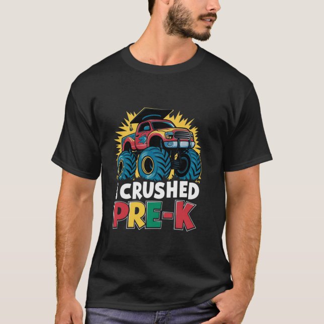Abschluss Pre-K Monster Truck Boys I zerkleinert T-Shirt (Vorderseite)