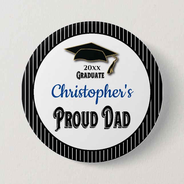 Abschluss Proud Vater Para Monogramm Grad Button (Vorderseite)