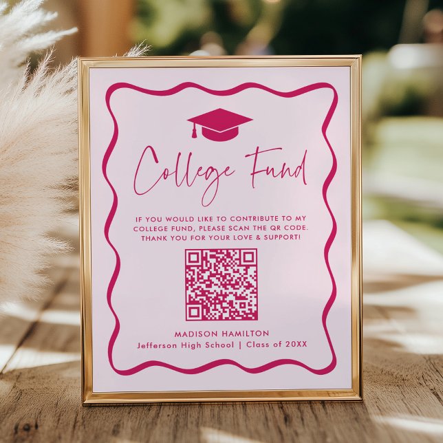 Abschluss QR Code Sign - Modern Pink Uni Poster (Von Creator hochgeladen)