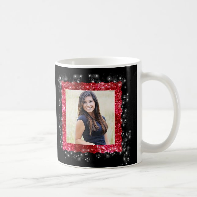 Abschluss Red Glitzer Sparkle Frame Foto Kaffeetasse (Rechts)
