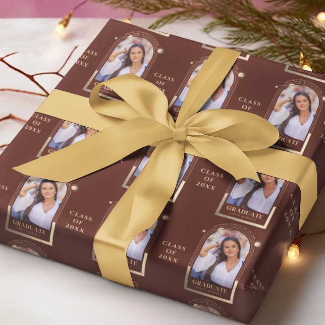 Abschluss Red Gold Sun Moon Stars Grad Foto Geschenkpapier (Von Creator hochgeladen)