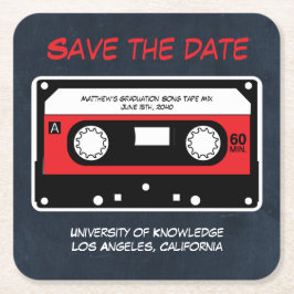 Abschluss Retro Song Band Mix Blau Rechteckiger Pappuntersetzer