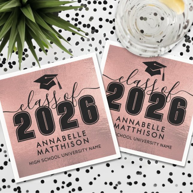 Abschluss Rosa Gold Abitur Serviette (Graduate Rose Gold Graduation Napkins)