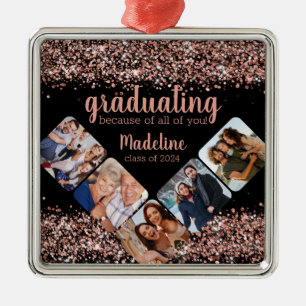 Abschluss Rose Gold Glitzer Fünf Foto Ornament Aus Metall