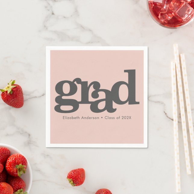 Abschluss rot rosa fett moderne Typografie Serviette (Beispiel)