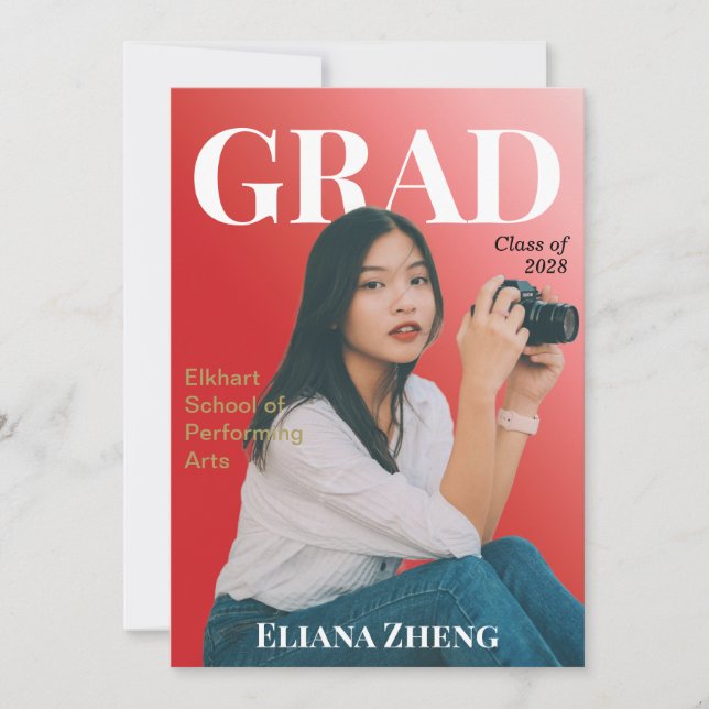 Abschluss Rot Schwarz Weiß Zeitschrift Ankündigung (Vorderseite)