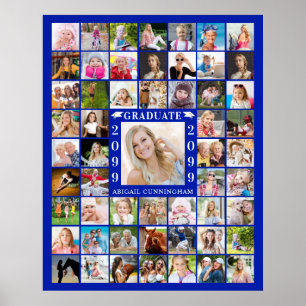 Abschluss Royal Blau 55 Foto-Collage Personalisier Poster