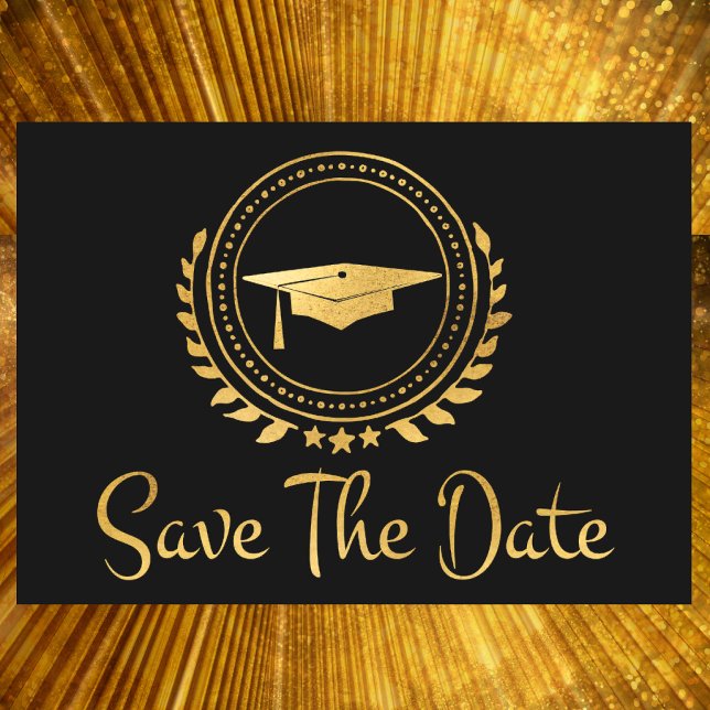 Abschluss Save the Date Gold Emblem Grad Cap (Von Creator hochgeladen)