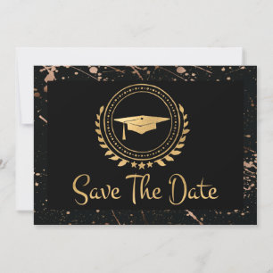 Abschluss Save the Date Gold Grad Cap
