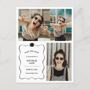 Abschluss Save the Date   Moderne FotoCollage Postkarte