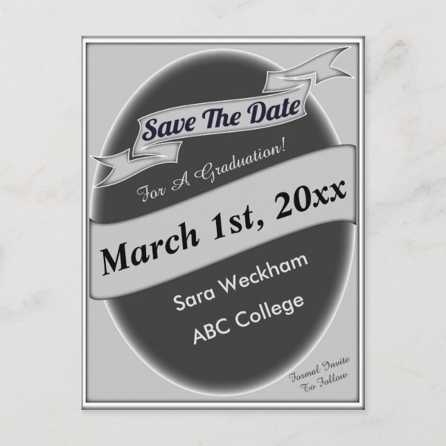 Abschluss Save the Date Postkarte (Vorderseite)