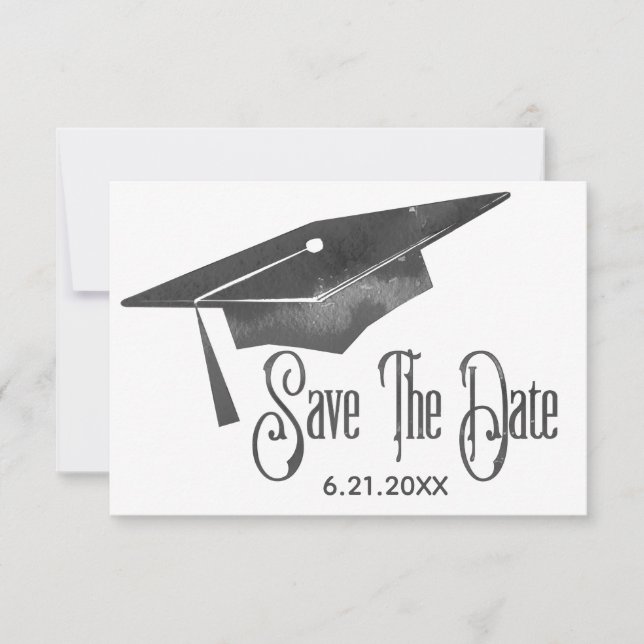 Abschluss Save the Date schlicht Moderner Schwarze (Vorderseite)