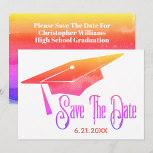 Abschluss Save the Date Simple Rainbow Grad