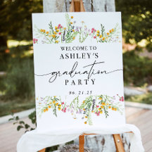 Abschluss-Schild druckbar, floraler Abschluss-Will
