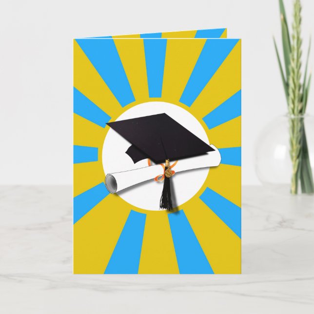 Abschluss School Colors Blue and Gold Karte (Vorderseite)