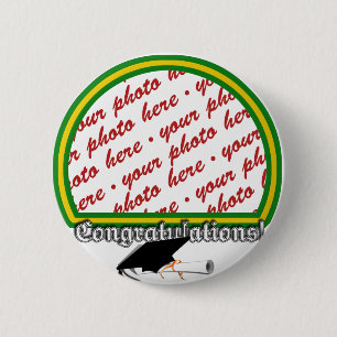 Abschluss School Colors Green & Gold Frame Button