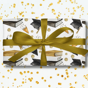 Abschluss Schwarz-weiß und Gold Wrapping Paper Geschenkpapier