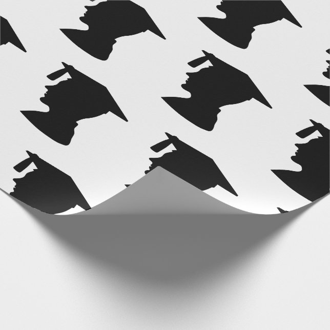 Abschluss Schwarz-weiße männliche Silhouette Geschenkpapier (Ecke)