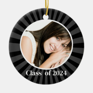 Abschluss-schwarze Foto-Weihnachtsverzierung Keramik Ornament