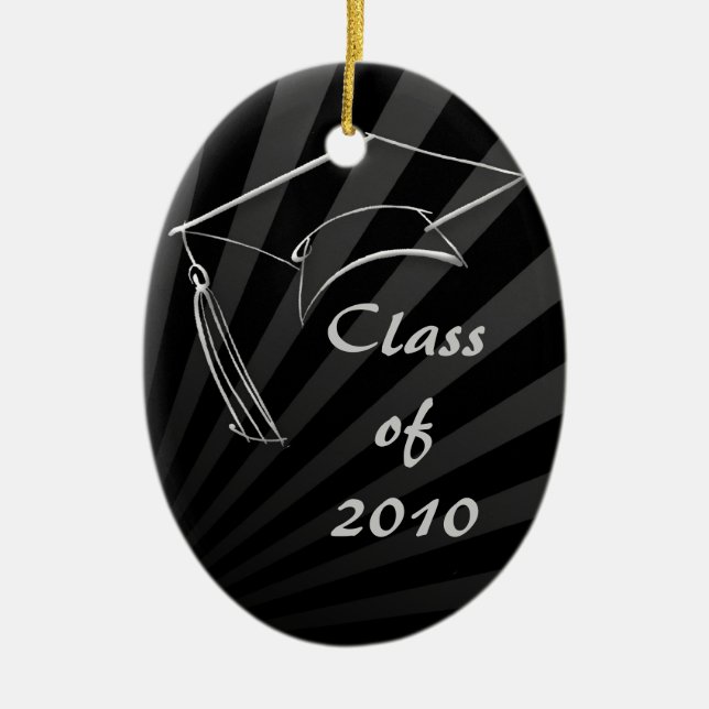 Abschluss Schwarzer Personalisierter Weihnachtssch Keramik Ornament (Vorne)