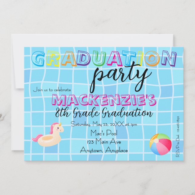 Abschluss-Schwimmparty Einladung (Vorderseite)
