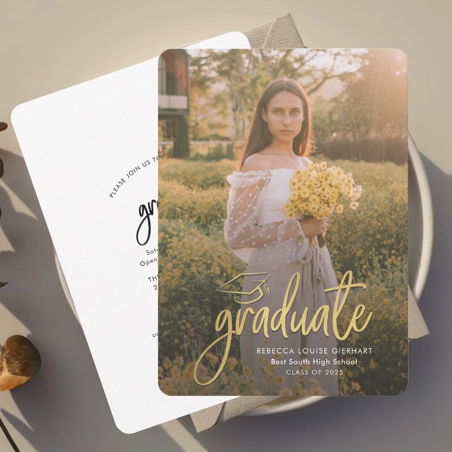 Abschluss Script Foto Grad Open House 2025 Einladung (Graduation Script Photo Grad Open House 2025 Invitation)