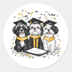Abschluss Shih Tzu Dogs Runder Aufkleber