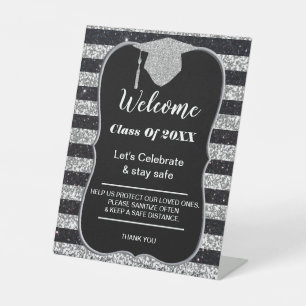 Abschluss Silver Stripes Party Sicherheit Sockelschild