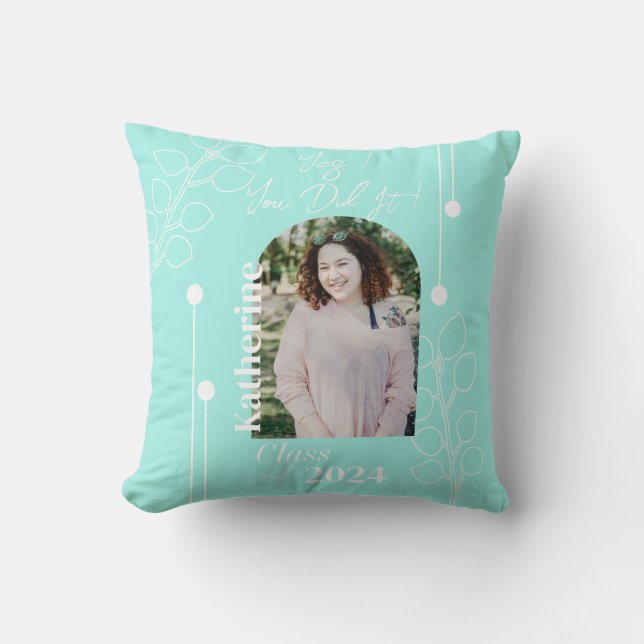 Abschluss Simple Foliage Foto Aqua Kissen (Vorderseite)