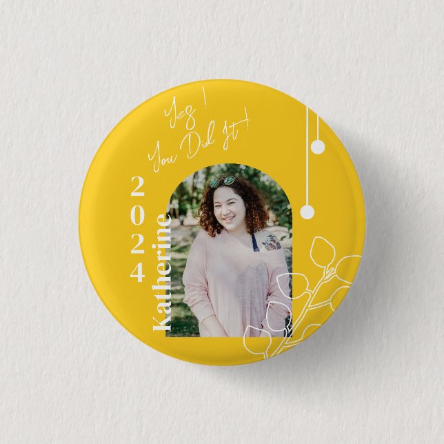 Abschluss Simple Foliage Foto Mustard Button (Vorderseite)
