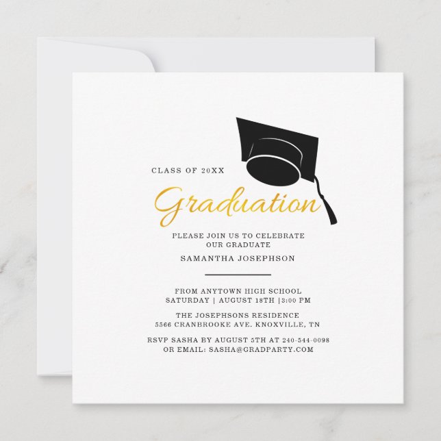 Abschluss Simple Minimalistisch 2025 Grad Party Einladung (Vorderseite)