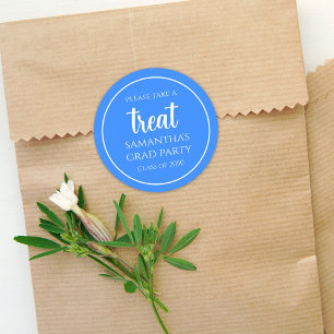 Abschluss Simple Minimalistisch Azure Blue Leckere Runder Aufkleber