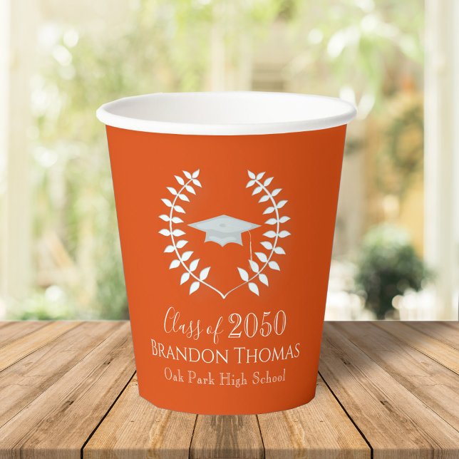 Abschluss Simple Modern Mortarboard Orange Pappbecher (Von Creator hochgeladen)