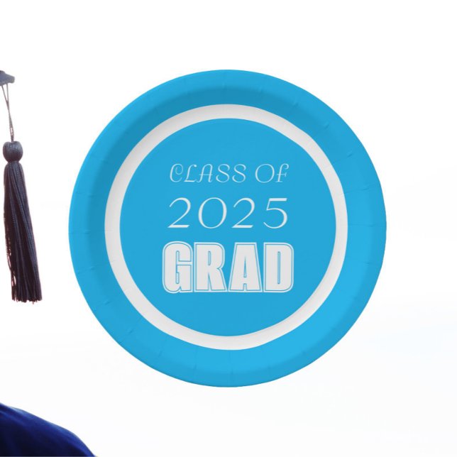 Abschluss "Sky Blue and White School Colors" Pappteller (In Situ Graduation)