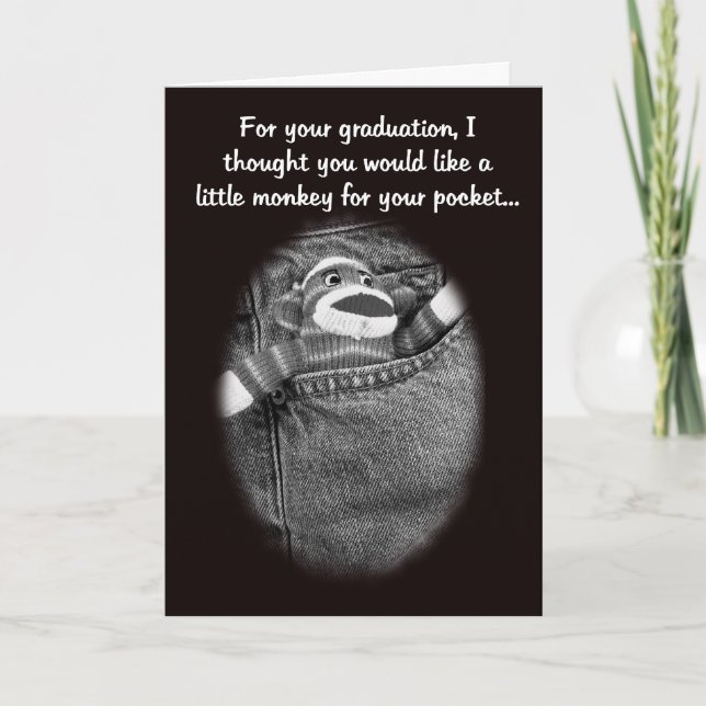 Abschluss Sock Monkey Money Holding Card Karte (Vorderseite)