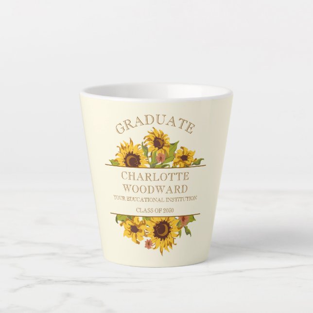 Abschluss Sonnenblumen Blumenstrauß Abschluss Milchtasse (Vorderseite)