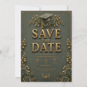Abschluss-Sparen Sie das Datum + RSVP-Karten-Set Einladung