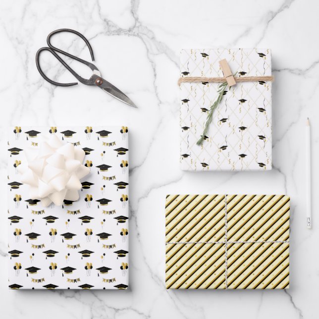 Abschluss Sparkle Set 3 Geschenkpapier Set (Vorderseite)