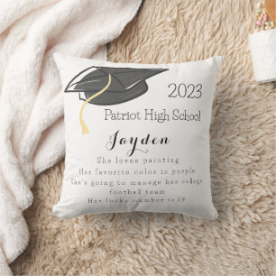 Abschluss Spaß Fakten Grad Cap Custom Throw Kissen