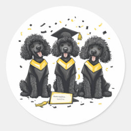 Abschluss Standard Poodle Hunde Runder Aufkleber