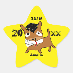 Abschluss Star Welpenstickergelb Stern-Aufkleber