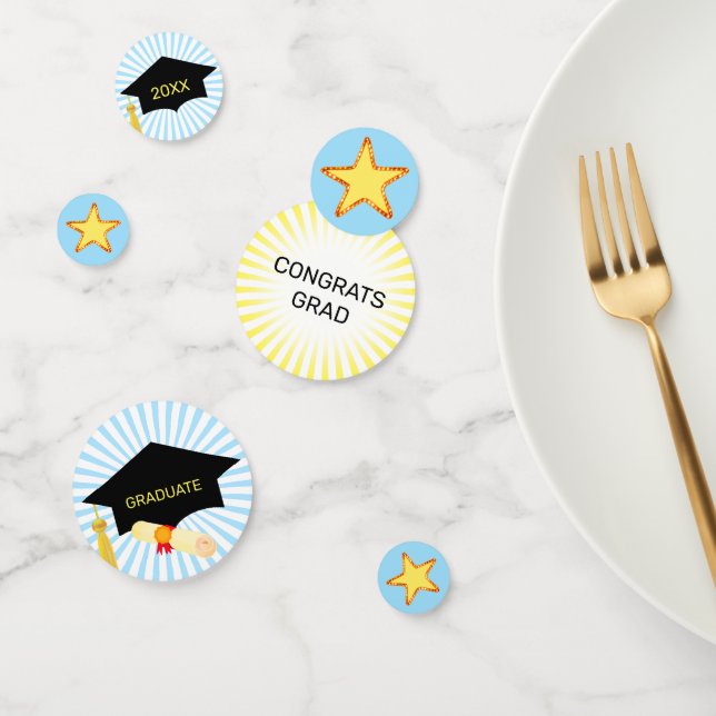 Abschluss Stars auf Light Blue & White Confetti Konfetti (Gruppe)