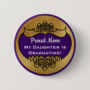 Abschluss stolz Mama Imitate Gold Lila Tochter Button