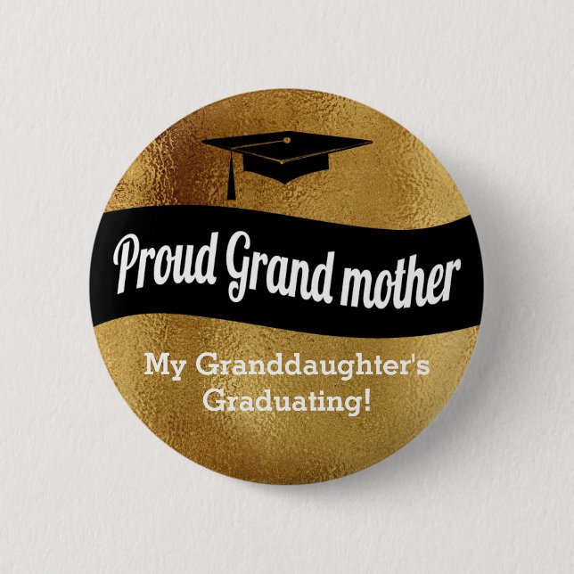 Abschluss - stolze Großmutter = Imitat-Gold Button (Vorderseite)